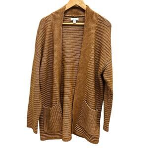 Nine West Brown Open Front Long Cardigan XL Lightweight‎ Knit Layering